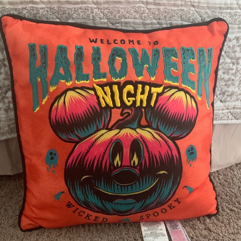 Disney Halloween Night Accent Pillow - Orange and Black